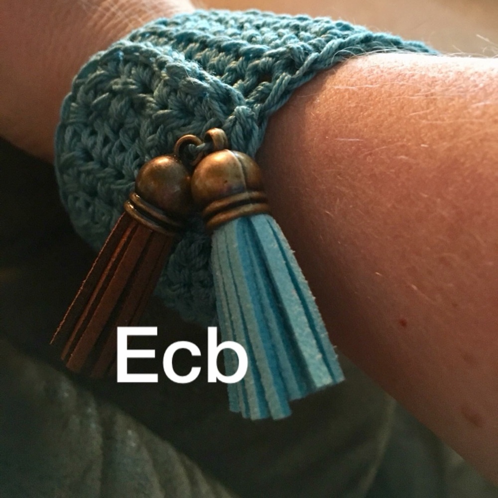 Crochet cuff cowgirl bracelet with tassels